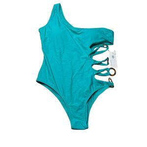 Beachsissi Green One Piece Bathing Suit Side Cut Out Tortistie Swimwear NWT  XL